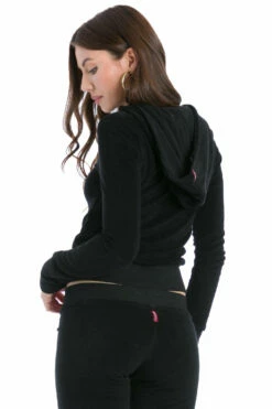 Long Sleeve Zip Terry Hoodie -Outlet Hard Tail Forever Store y156 black 13